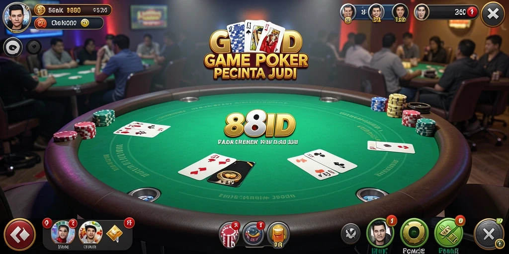 Screenshot gameplay 88ID yang menampilkan suasana meja Poker yang ramai.