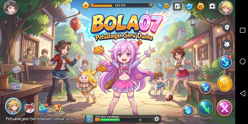 Tampilan permainan BOLA07 yang penuh aksi dan karakter anime.