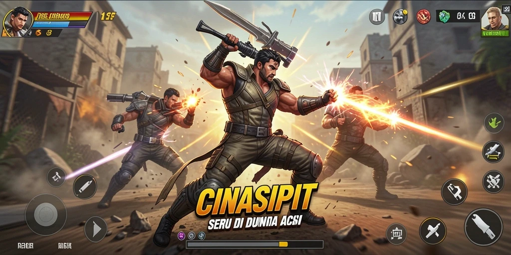 Tampilan gameplay CINASIPIT yang mendebarkan saat pertarungan berlangsung.