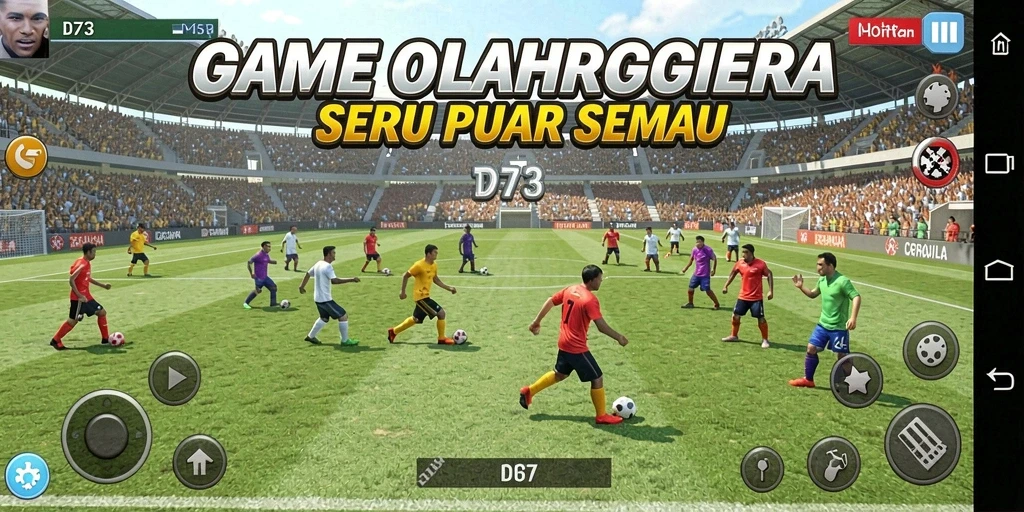 Gameplay seru D73 dengan aksi olahraga intens.