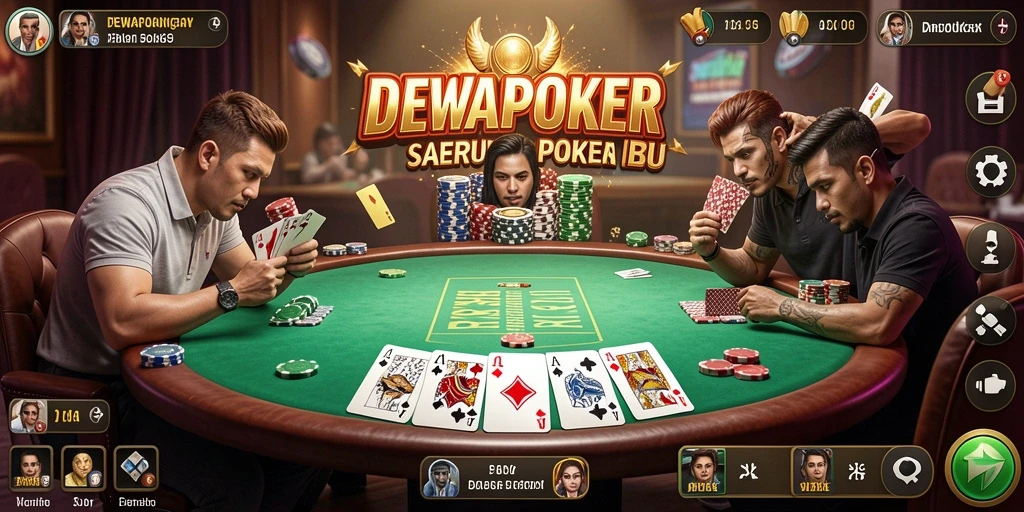 Tampilan seru gameplay DEWAPOKER saat pertarungan berlangsung dengan aksi mendebarkan.