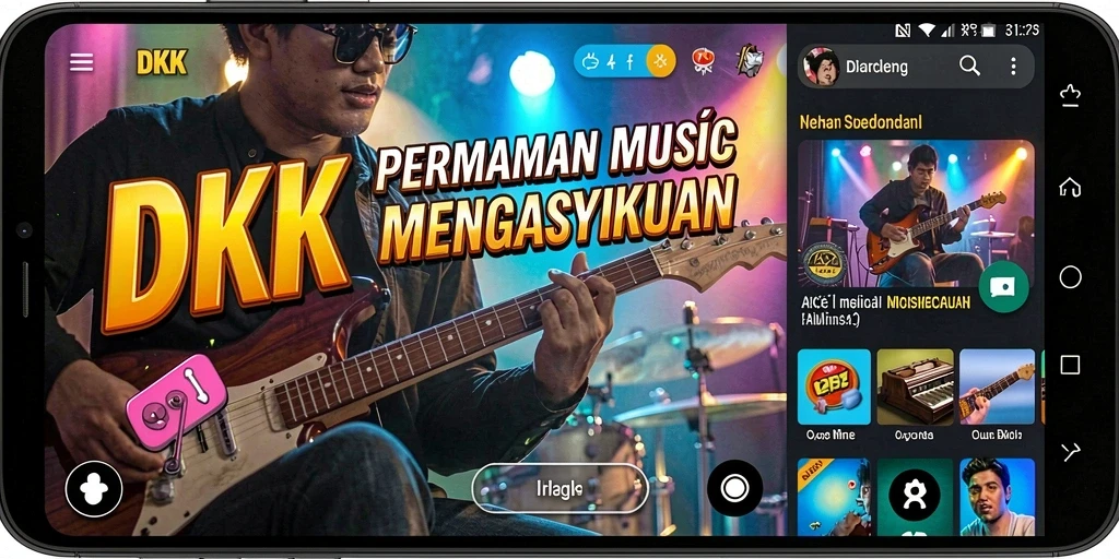 Tangkapan layar DKK menampilkan pemain menikmati gameplay musik yang interaktif.