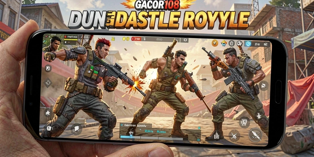 Gameplay GACOR108 yang intens dan mendebarkan dalam pertarungan Battle Royale.