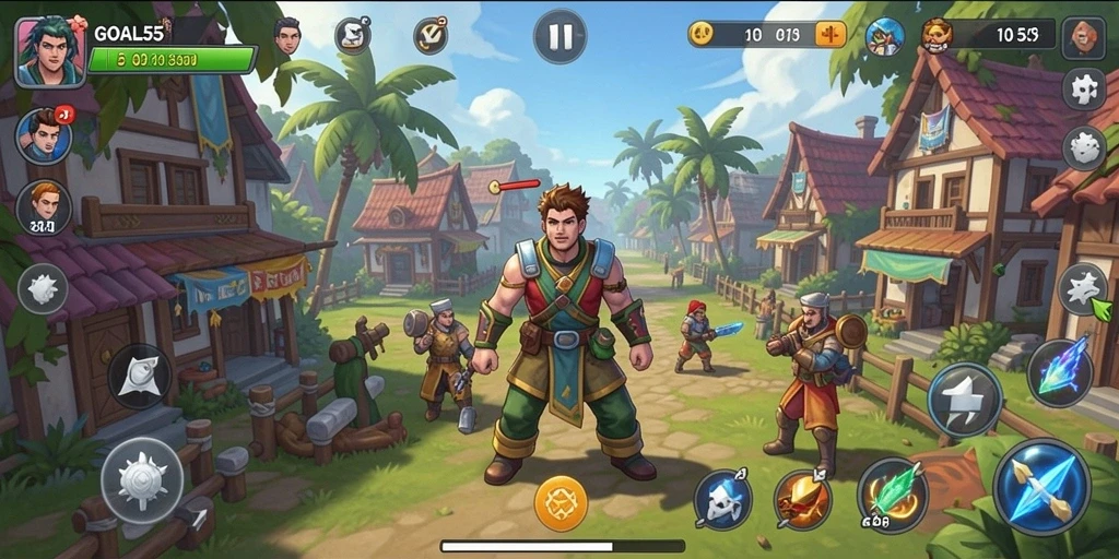 Tangkapan layar menunjukkan momen seru dalam gameplay GOAL55.