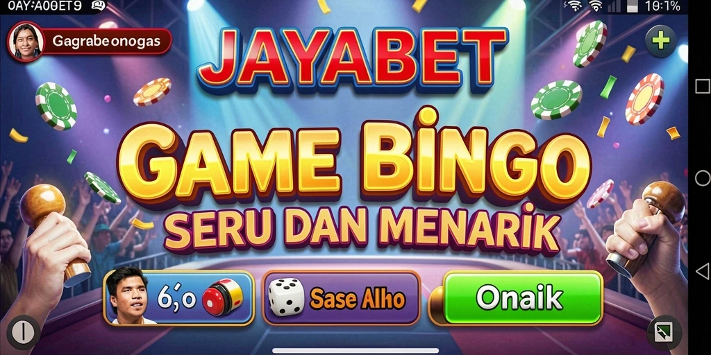Screenshot gameplay JAYABET dengan pemain yang bersemangat bermain Bingo.