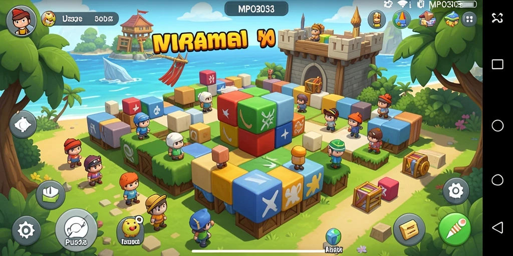Screenshot MPO303 menampilkan gameplay menantang yang penuh warna.