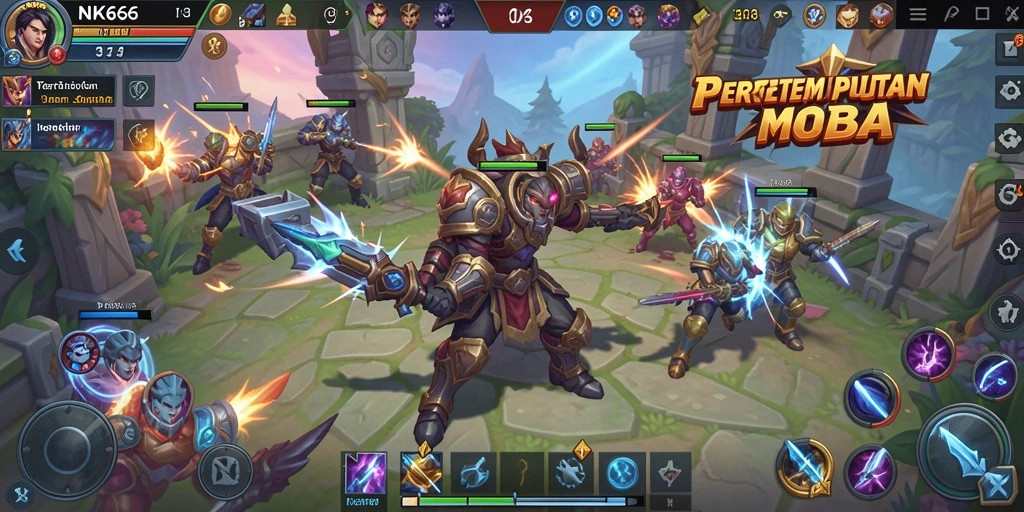 Screenshot gameplay NK666 menampilkan pertempuran sengit antar karakter.