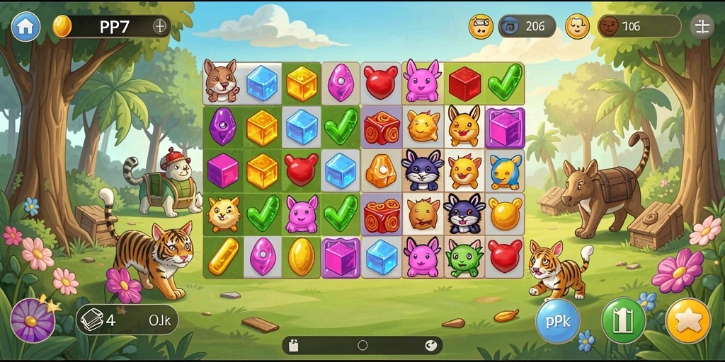 Tampilan gameplay PP7 yang menantang dalam menyelesaikan puzzle.