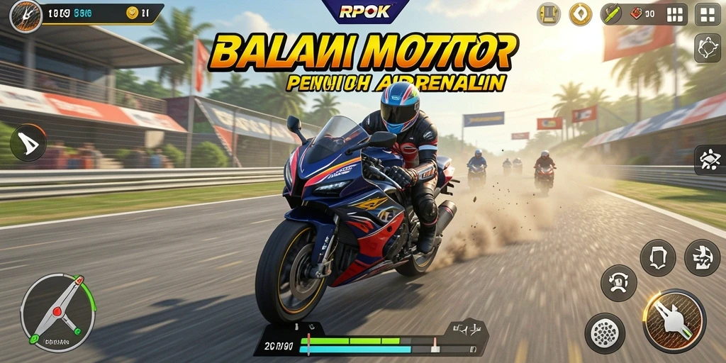 Tampilan gameplay <strong>RPOK</strong> dengan balapan motor yang mendebarkan.