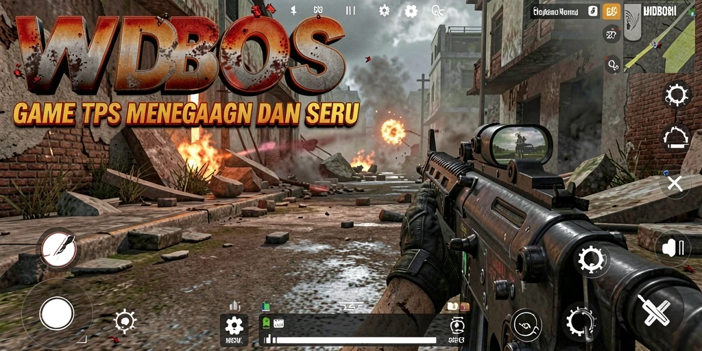 Screenshot utama WDBOS menunjukkan aksi seru dalam permainan TPS.